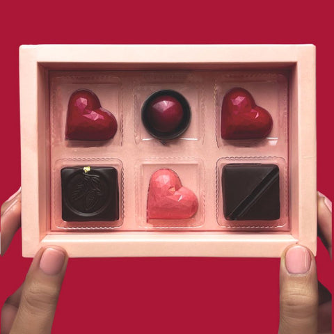 La folie's Valentines Box of 6 Assorted ganaches & Bonbons